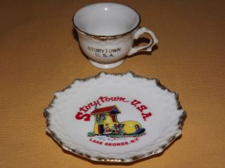 Vintage Souvenir Storytown Usa Lake George Ny Ceramic Mini Tea Cup & Saucer