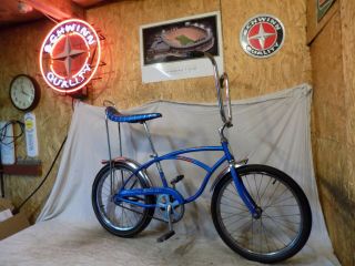 1970 Schwinn Deluxe Stingray Boys Banana Seat Muscle Bike Vintage Blue S2,  Slik