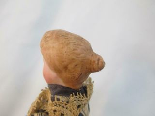 Antique German Bisque Head Dollhouse Doll Lady Moulded Hairdo Cloth Body 4.  5 