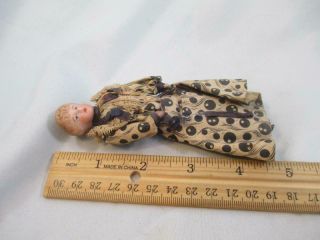 Antique German Bisque Head Dollhouse Doll Lady Moulded Hairdo Cloth Body 4.  5 