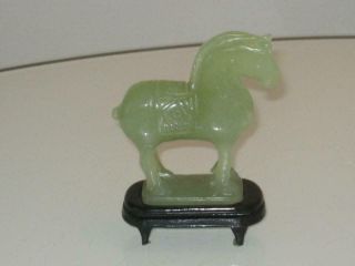 Stunning Chinese Jade Horse Figure With Stand