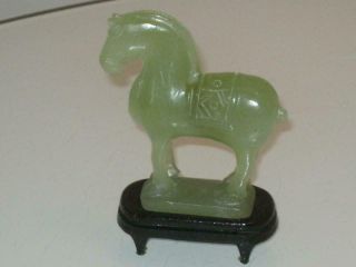 STUNNING CHINESE JADE HORSE FIGURE WITH STAND 3