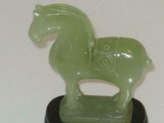 STUNNING CHINESE JADE HORSE FIGURE WITH STAND 4
