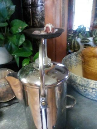 Vintage Revere Ware Large 14 Cup Percolator Swing Handle.  Stainless Copper Clad