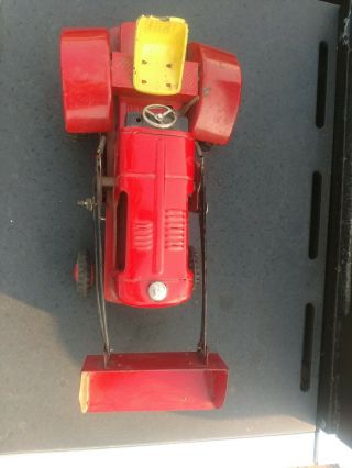 Vintage Pressed Steel Farm Tractor With Front Loader.  Was Wired For Remote.