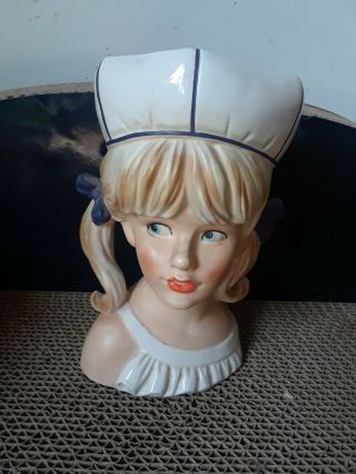 VINTAGE LADY HEAD VASE,  RARE LEGO 7333,  TEEN HEAD VASE W/ PIGTAILS TEETH 7