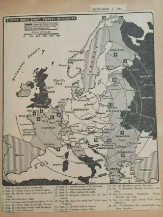 Vintage Newspaper Scrapbook WWII 1940s,  News,  Maps,  Cartoons Hitler 2