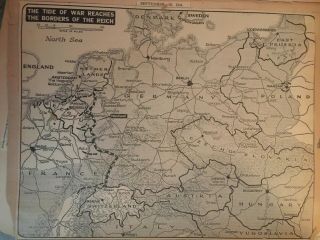 Vintage Newspaper Scrapbook WWII 1940s,  News,  Maps,  Cartoons Hitler 4