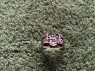 Vintage Harley Davidson Logo 925 Sterling Silver Ring Size 13 11.  8 Grams