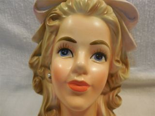 Vtg Enesco Japan Ceramic Glamour Smart Girl Teen Lady Head Vase Planter 6 3/4 