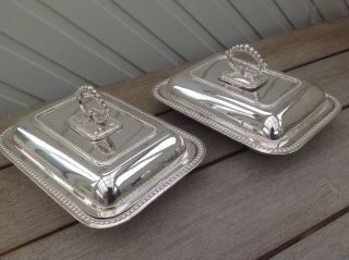 Rare Antique 1882 - 99 Silver Plate Entree Dishes X 2 Robert Pringle & Co London
