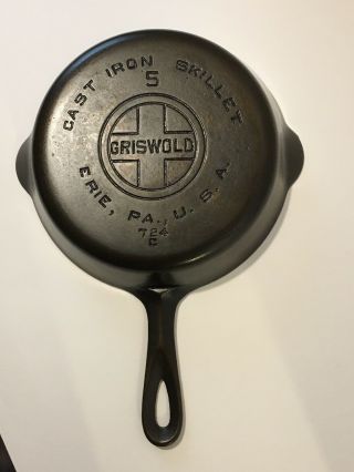 Griswold 724c Cast Iron Skillet Frying Pan 5 Large Block Logo Vintage