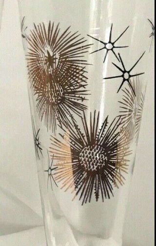 Set 4 Vtg Gold Black Atomic Starburst Pilsner Beer Glasses Mcm Retro Bar Federal