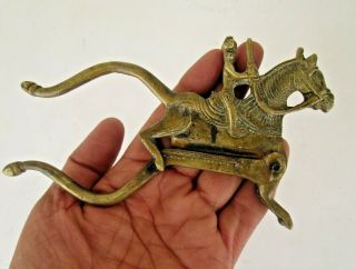 Old Vintage Brass Solid Handcrafted Soldier On Horse Betel Nut Cutter Sarota