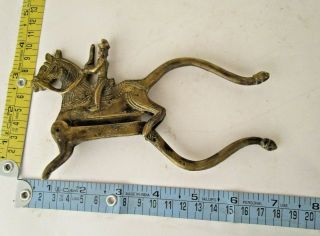 Old Vintage Brass Solid Handcrafted Soldier on Horse Betel Nut Cutter Sarota 3