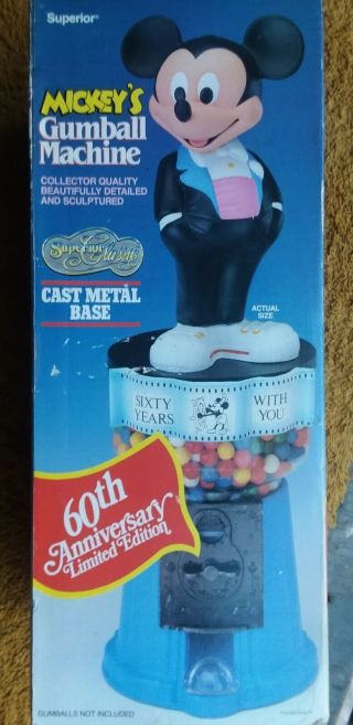 Vintage Mickey Mouse Gumball Machine 60 Years Limited Edition Superior 24”