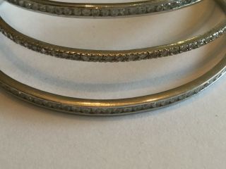 Vintage estate 3 Sterling 925 bangle bracelets with clear rhinestones 6