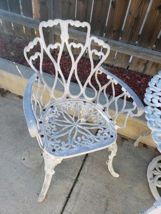 Vintage Outdoor Cast Aluminum Patio Furniture 4 Piece Dining Set 3 Chair 1 Table 2