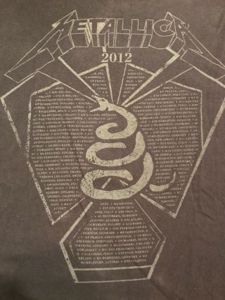 VINTAGE METALLICA PUSHEAD Don ' t Tread On Me 2012 Tour Shirt Brokum Tag XXL Rare 5