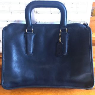 Vintage Coach Navy Blue Leather Slim Satchel Briefcase Nyc Cashin Pre - Serial