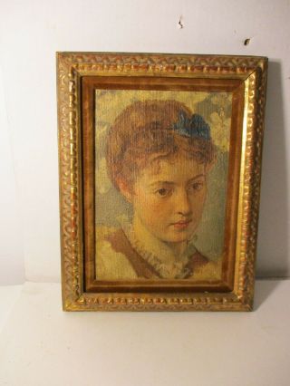 ANTIQUE/VINTAGE OIL PAINTING OF YOUNG GIRL SIGNED ON STRETCHER ON BACK 4