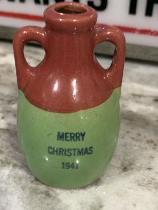 Vintage Uhl Pottery Miniature Jug Merry Christmas 1941
