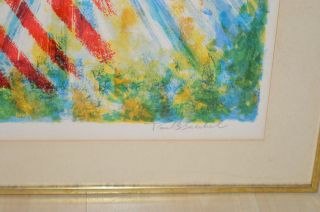 VTG Framed Artist Signed Patriotic 4th of July American Flag Watercolor Numbered 4