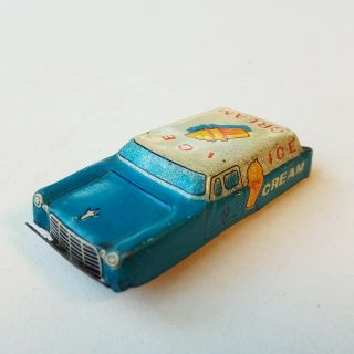 Vintage Japan Pressed Tin Car Toy Ice Cream Antique Tiny Vehicle Collectible