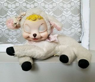 Vintage Rushton Star Creation Stuffed Toy Rubber Face Sheep Lamb Sleepy Easter 2