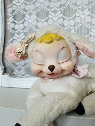 Vintage Rushton Star Creation Stuffed Toy Rubber Face Sheep Lamb Sleepy Easter 3