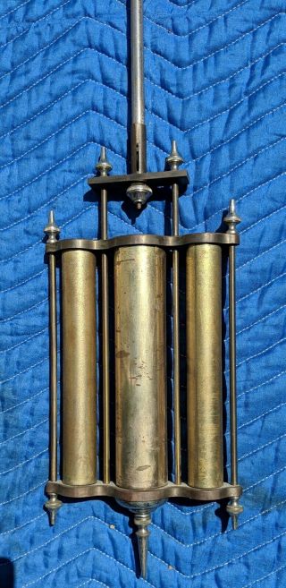 Herschede 9 Tube Grandfather Clock Pendulum.  3 mercury vials.  Rare. 3
