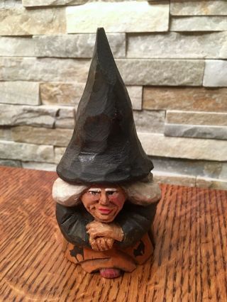 Vintage Anthony Costanza Cedar Carved Witch.  Signed And Dated