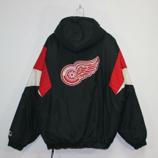 Vintage Detroit Red Wings Starter Insulated Jacket Size Xl Black Red