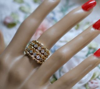 Antique Jewellery Gold Ring White Sapphires Vintage Jewelry size N 2