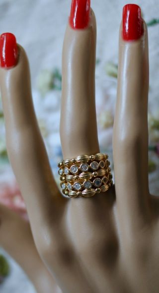 Antique Jewellery Gold Ring White Sapphires Vintage Jewelry size N 3