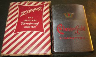 Vintage RARE 1958 CHESTERFIELD CIGARETTES Zippo Lighter w/ BOX 2