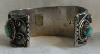 Vtg Old PAWN NAVAJO TURQUOISE Sterling SILVER Cuff Watch BRACELET 4