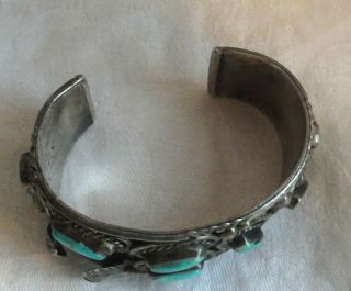 Vtg Old PAWN NAVAJO TURQUOISE Sterling SILVER Cuff Watch BRACELET 8