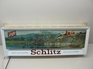 Vintage 1958 Schlitz Beer Bar Lighted Sign Farm Scene Great