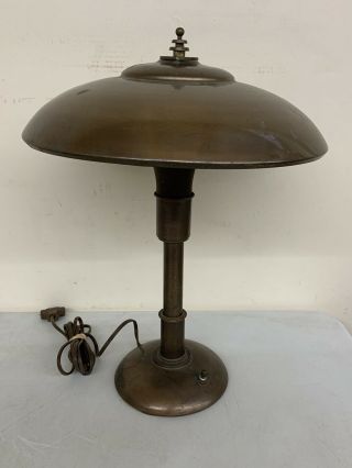 17.  5” Vintage Mcm Brass Flying Saucer Ufo Atomic Age Desk Lamp Repair
