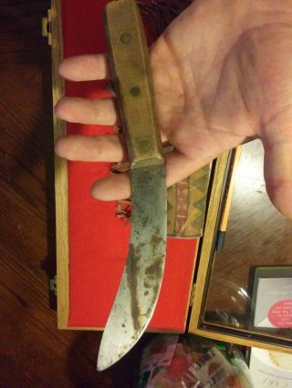 Early Antique 19th C Native American Plains Indian Knife Parfleche Hide Sheath 3