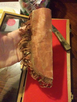 Early Antique 19th C Native American Plains Indian Knife Parfleche Hide Sheath 7
