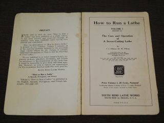VINTAGE 1944 HOW TO RUN A LATHE VOLUME 1 EDITION 43 BOOK 2