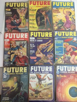 Set Of 9 Future Science Fiction Magazines All 1950s Vintage Pulp Uk/us Hybrids