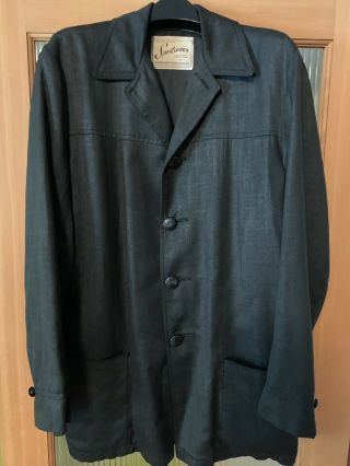 Vintage 1950’s Black Patterned Gabardine Hollywood Jacket Sportswear Size M/l