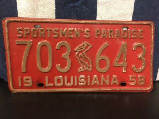 Vintage 1958 Louisiana License Plate