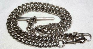 Antique Double Albert Pocket Watch Chain,  Hallmarked Every Link,  Collectible.
