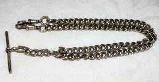 ANTIQUE DOUBLE ALBERT POCKET WATCH CHAIN,  HALLMARKED EVERY LINK,  COLLECTIBLE. 3
