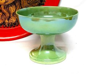 Antique Vintage Moorcroft Iridescent Green Glazed 5 " Footed Bowl Rare