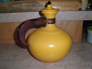 Vintage Bauer Pottery Plainware Carafe Hand Painted Mexican Design Olvera Street 2